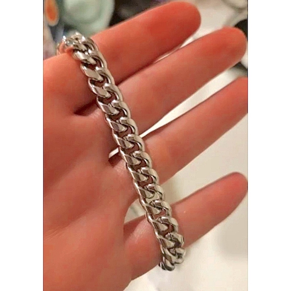 Cuban Chain Link Necklace | White Gold Plated SS